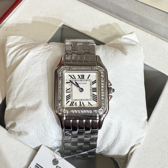 Cartier Classic Silver Diamond Watch 27mm